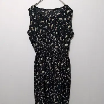 꽃무늬 슬리브리스 롱 원피스