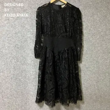 DESIGNED BY KEIZO AYATA 블랙 레이스 미디 기장 원피스