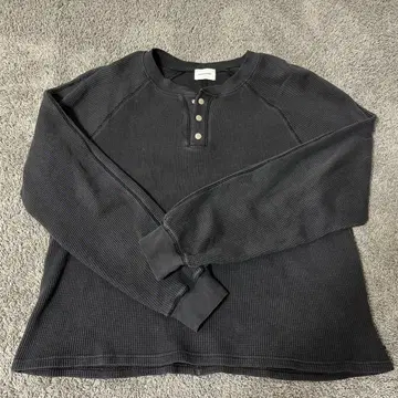 ANDER HUNK 다크 네이비 긴팔 헨리넥 크롭 기장