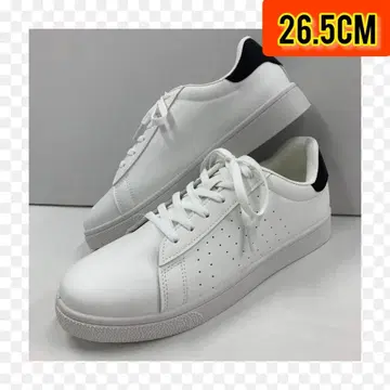 26.5cm 새상품 남성용 스니커즈 경량 인조 가죽 신발 화이트 블랙