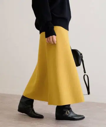 프레임워크 총침 플레어 스커트 머스타드 사이즈 40