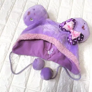 도쿄디즈니씨 한정판 단종 레어 팬캡 퍼플 리본 포함 미니