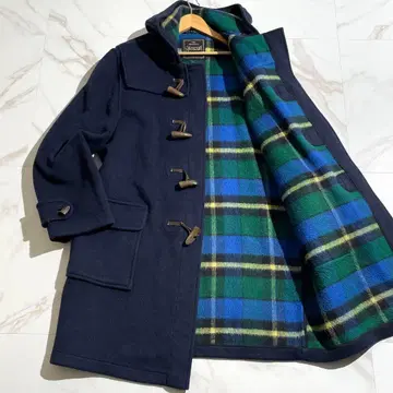 새상품급 글로버올 더플 코트 네이비 체크 무늬 남성용 XL