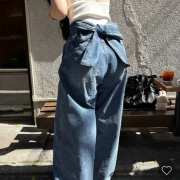 nugu 리본 턱 벌룬 데님 팬츠 visco s 사이즈