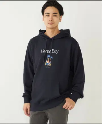 Herne Bay 테디베어 자수 후드티 네이비