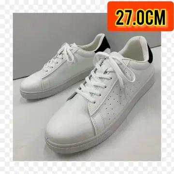 27.0cm 새상품 남성용 스니커즈 경량 인조 가죽 신발 화이트 블랙