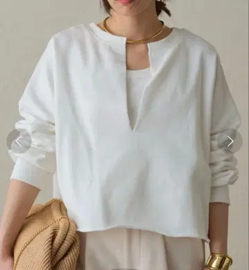 미사용 라운지 드레스 스키퍼 숏 맨투맨 화이트