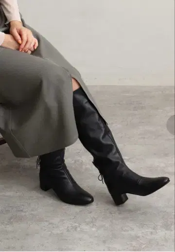 [ 새상품급 ] FABIO RUSCONI 가죽 롱 부츠 블랙