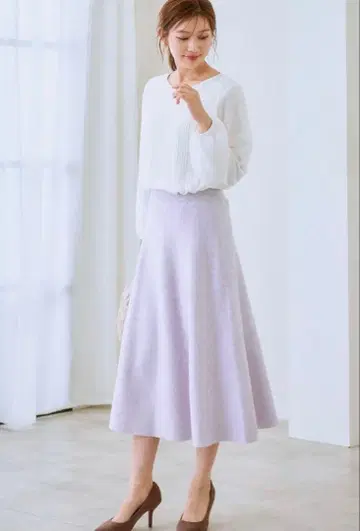 택 포함 미사용 새상품 플레어 스커트 라벤더 빅 사이즈 3L 통통한 체형