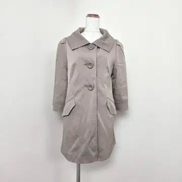 KLEIN PLUS 스프링 코트 미들 기장 코트 베이지 빅 버튼 38