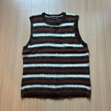 THE BLUE BEAR 니트 베스트 L 사이즈 브라운 화이트 스트라이프