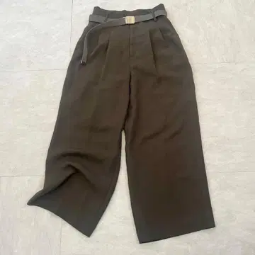 ETRE TOKYO 하이웨스트 벨티드 세미 와이드 팬츠 차콜 M