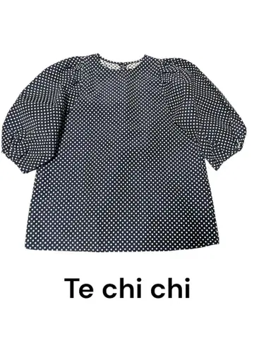 Te chi chi 네이비 도트 블라우스 자카드
