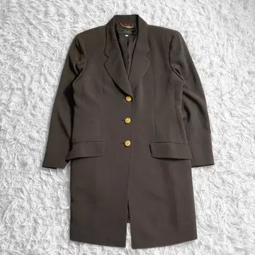 Leilian 테일러드 롱 코트 9 M 브라운 골드 버튼 롱 기장