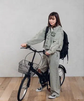 MUHET 데님 자켓 와이드 스트레이트 데님 팬츠 셋업