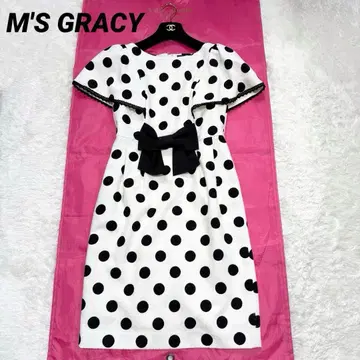 [ 새상품급 ] 엠즈 그레이시 원피스 허리 리본 도트 무늬 원피스 36