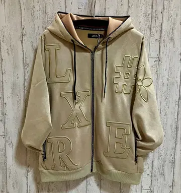 LUXE/R 페이크 스웨이드 지퍼 후드티