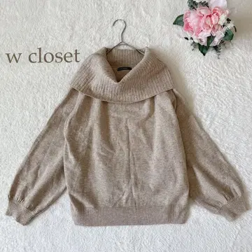 더블 클로젯 긴팔 니트 스웨터 터틀넥 울 혼방 베이지