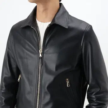 엠메티 GIACOMO 48 L 블랙 카라 부착 라이더 자켓