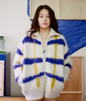 PAMM 투명한 공기 체크 지퍼 니트