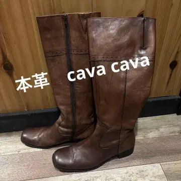 롱 부츠 가죽 사이드 지퍼 cava cava