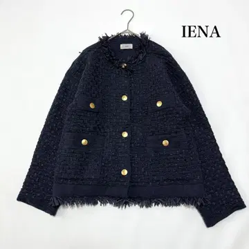 최근 극미품 IENA 23SS 트위드 니트 자켓 네이비 골드 버튼