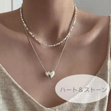 라스트 1점 362 목걸이 하트 중첩 착용 수입 한국 실버