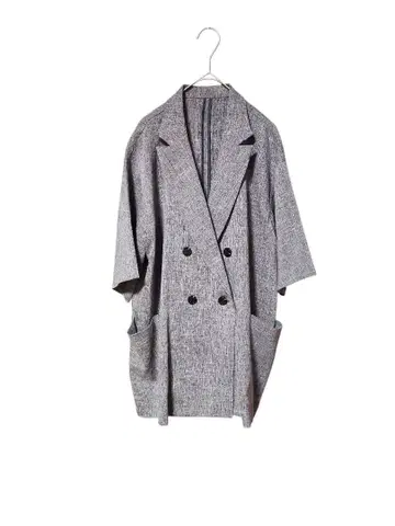 abahouse mavie 그레이 더블 브레스트 코트 반팔 프리 사이즈