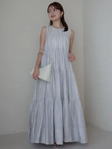 anuans 아뉴앙스 텐셀 리치 오간 티어드 원피스