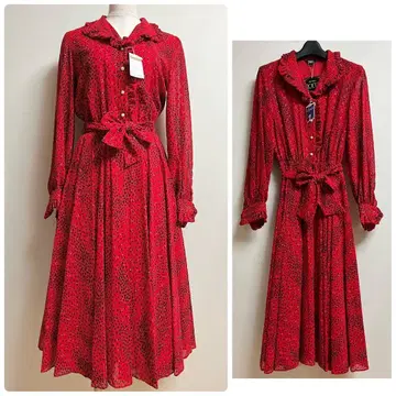 택 포함 미사용 정가 4.3만 로코 아틀리에 타카다 프릴 자수 롱 원피스