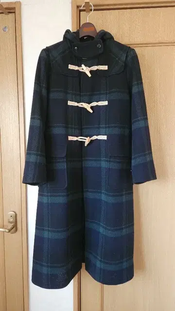 BEAMS BOY 네이비 체크 더플 코트