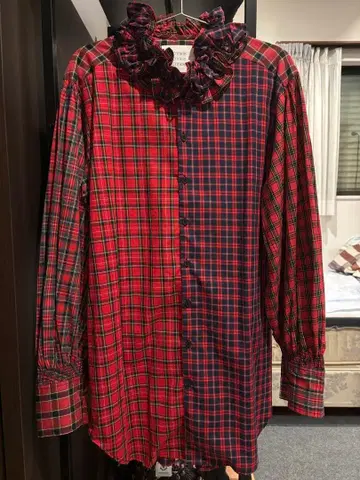 crinkle crinkle crinkle 체크 무늬 셔츠 원피스