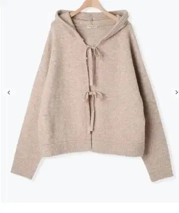 사만사 모스모스 후드 부착 리본 가디건 베이지