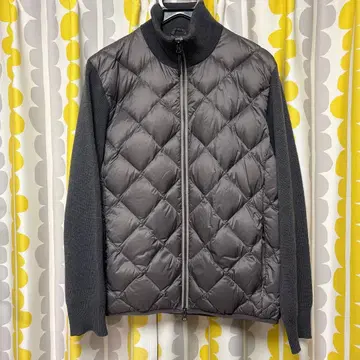 TAION 베이직 하이넥 W 지퍼 니트 슬리브 다운 자켓