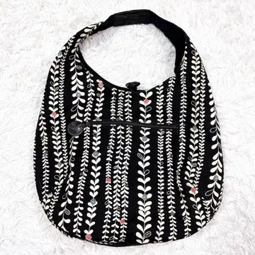 WANONANO 와노나노 토트백 에코백 보태니컬 무늬 블랙