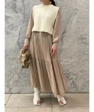 릴리 브라운 니트 베스트 레이어드 원피스