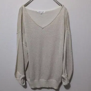 THE SHOP TK 크림색 V넥 긴팔 니트 M