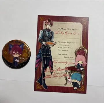 악마 정화 네코 페네스 난자타운 캔뱃지 산리오 콜라보 특전 엽서