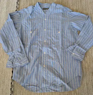 Haversack 긴팔 와이셔츠 M 파랑과 화이트 스트라이프