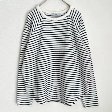 ZARA W&B 자라 보더 티셔츠 긴팔 여성용 화이트 블랙 크루넥