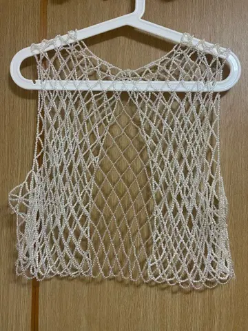 화이트 그물 짜임 뷔스티에