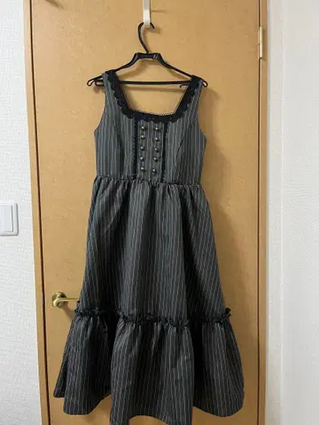 시마미사 스트라이프 오버롤 스커트