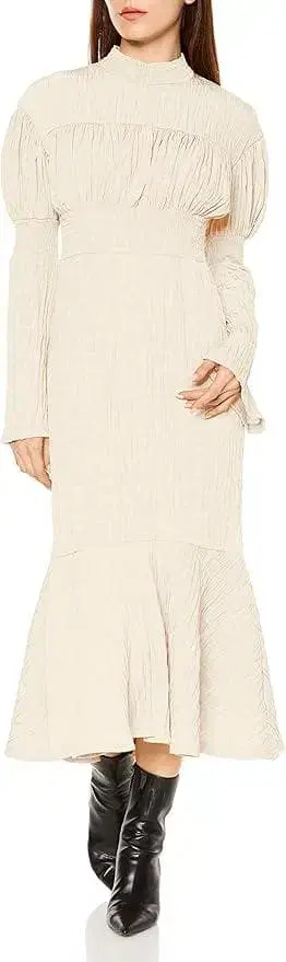 K11285) 프레이 아이디 셔링 마틀라세 자카드 원피스