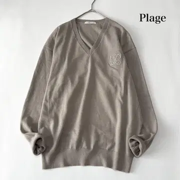 최근 새상품급 플라주 엠블럼 니트 풀오버 긴팔 그레이지