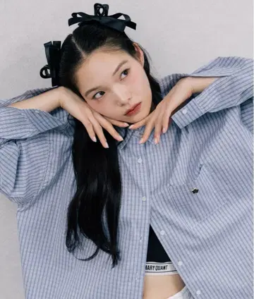 MARY QUANT x PUBLUX 로고 자수 빅 셔츠