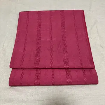 하카타 오리 캐주얼 오비 핑크 무지 x 체크 무늬