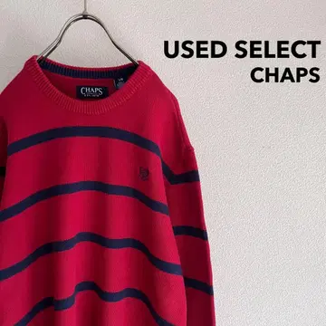 구제 의류 'CHAPS' Cotton Knit / 보더 빨간색 x 네이비
