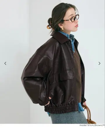 coca 인조 가죽 오버 사이즈 자켓 브라운 M