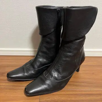 엘레강스 히미코 블랙 가죽 숏부츠 24.5cm