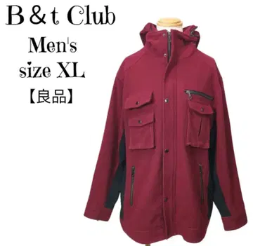 고품질 B&t Club 울 혼방 자켓 보르도 XL 후드 부착 남성용